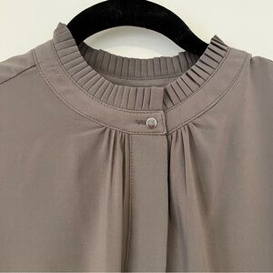 Calvin Klein M gray pleated mandarin collar blouse